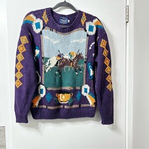 Woolrich Vintage sweater design of western or rodeo animals size medium